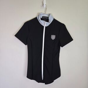 Asmar Equestrian Riding Show Shirt Black Zip-up Women's Small